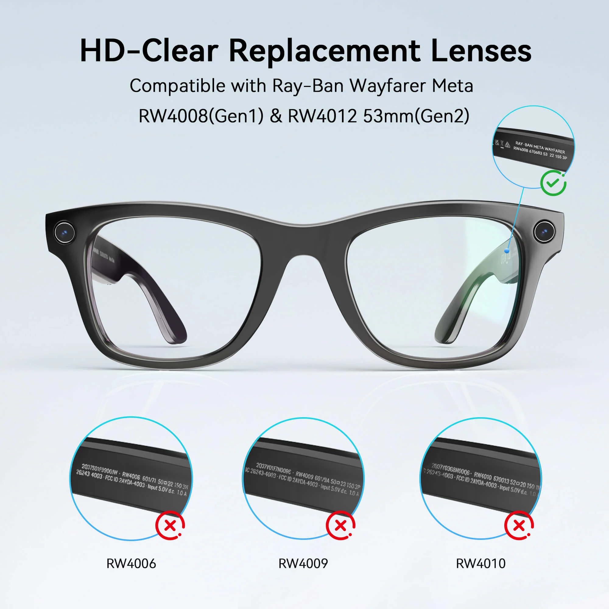 MG1 Replacement Lenses Compatible with Ray-Ban Meta Wayfarer - Image 9